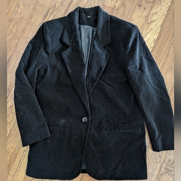 Vintage Black Velveteen jacket, 80s, Prep, size 9/10 - Picture 5 of 7